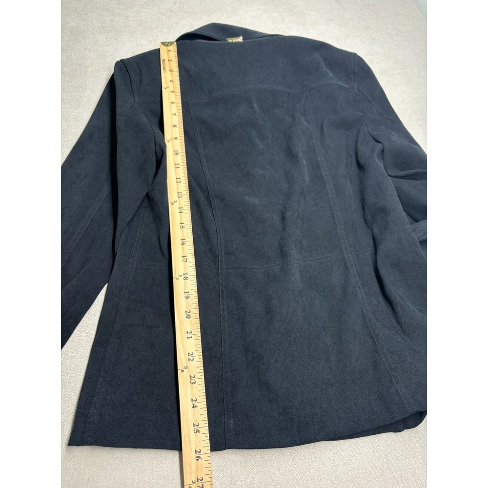 St. John Sport Blouse Womens P 2 Black Button Up Soft Pockets Faux Suede Shirt - Picture 8 of 9